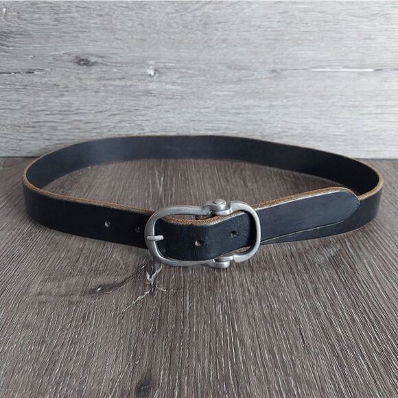 Black and Silver Leather Belt - Picture 1 of 7